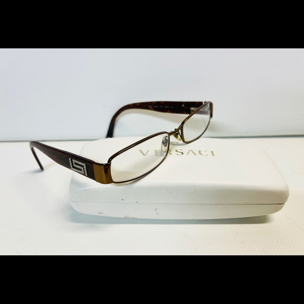Versace Glasses No 1122-B 1061 53-17 135 Eyeglasses Frame and Case Brown Tortise